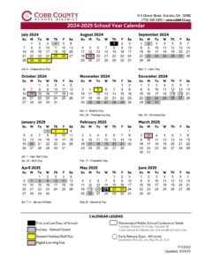 COBB COUNTY SCHOOL CALENDAR 24-25