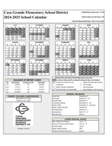 Casa Grande Elementary School District 2024-2025 School Calendar