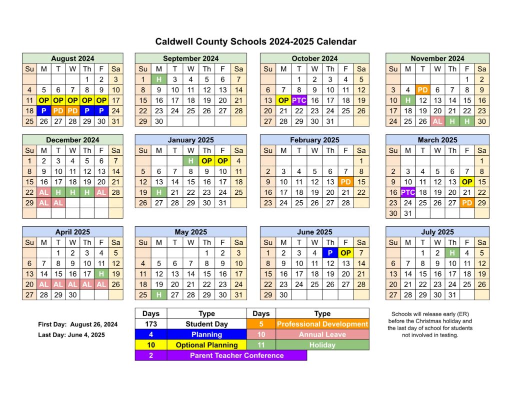 Caldwell County NC Schools Calendar 24 25 (Revised) EduCounty