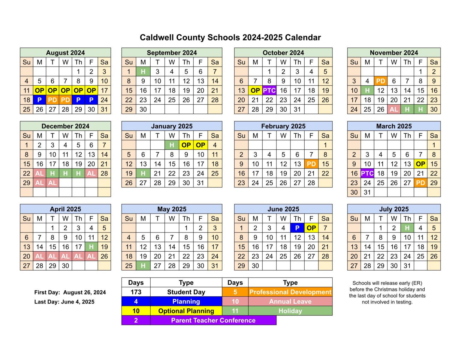 Caldwell County NC Schools Calendar 24 25 (Revised) EduCounty