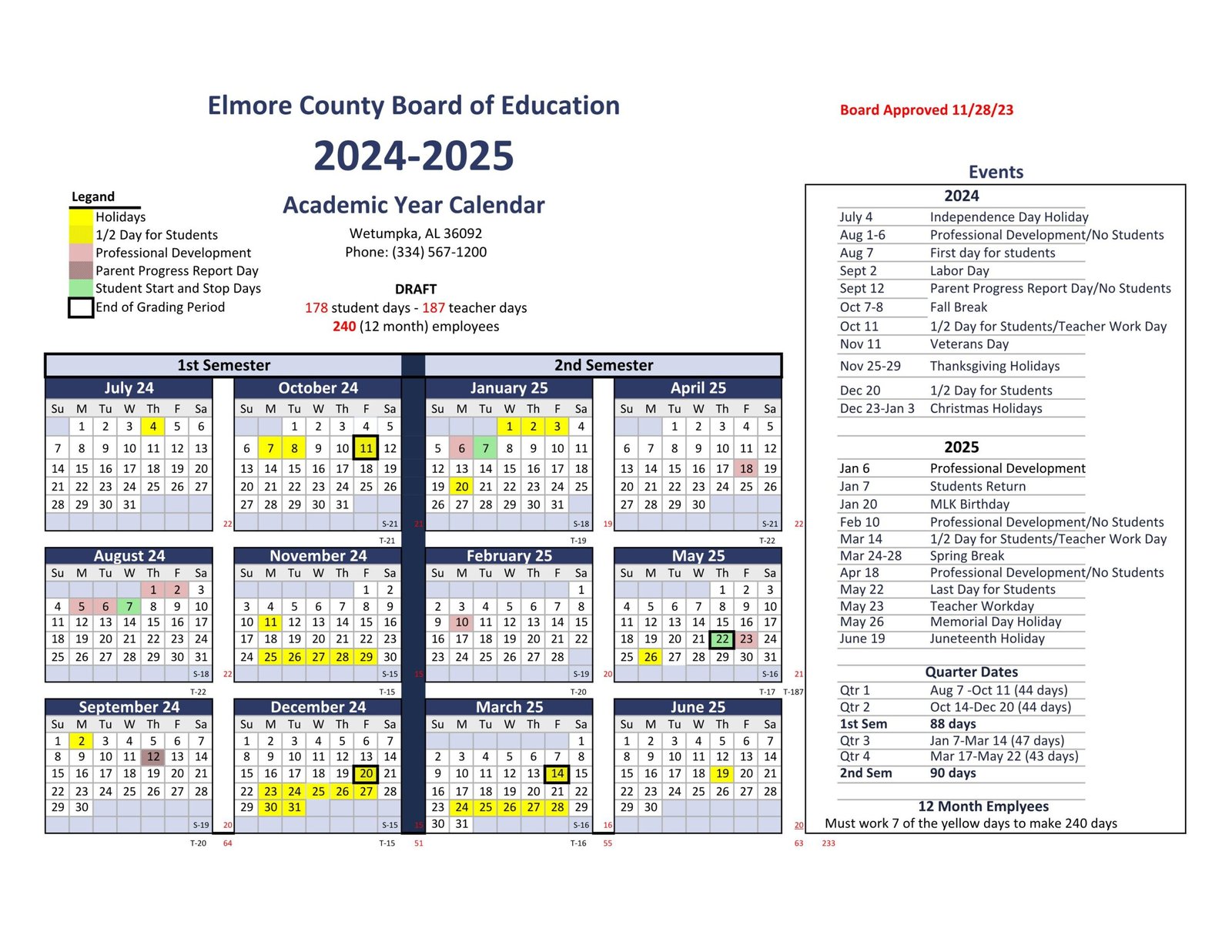 Elmore County School Calendar 2425 [PDF] Revised EduCounty