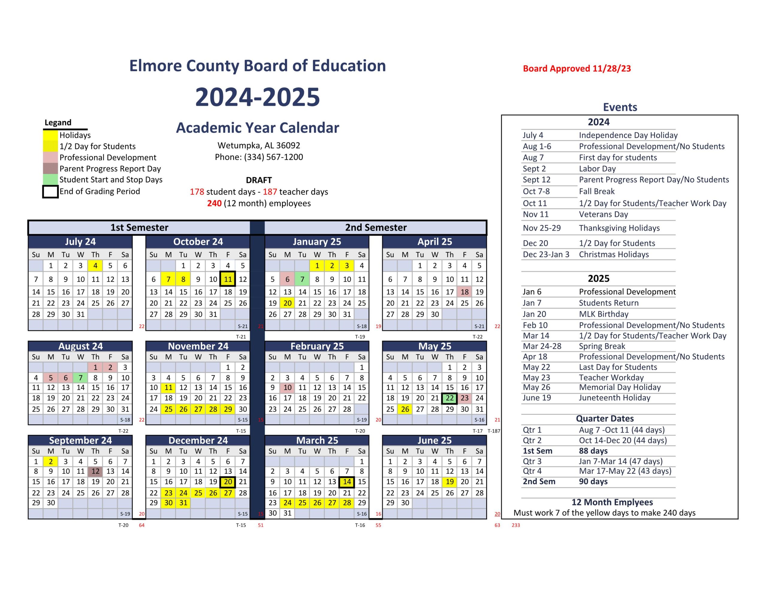 Elmore County School Calendar 24-25 [PDF] Revised - EduCounty