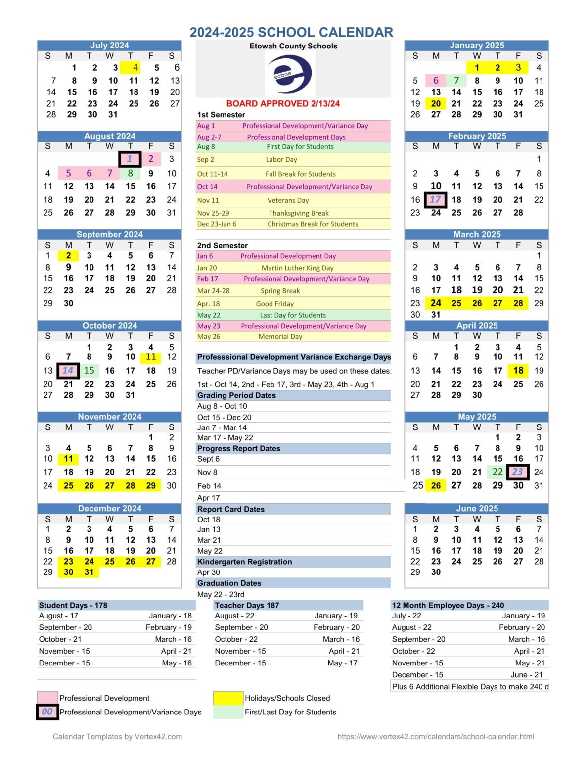 Etowah County School Calendar 24 25 REVISED PDF EduCounty Etowah County School Calendar 24 25 REVISED PDF EduCounty