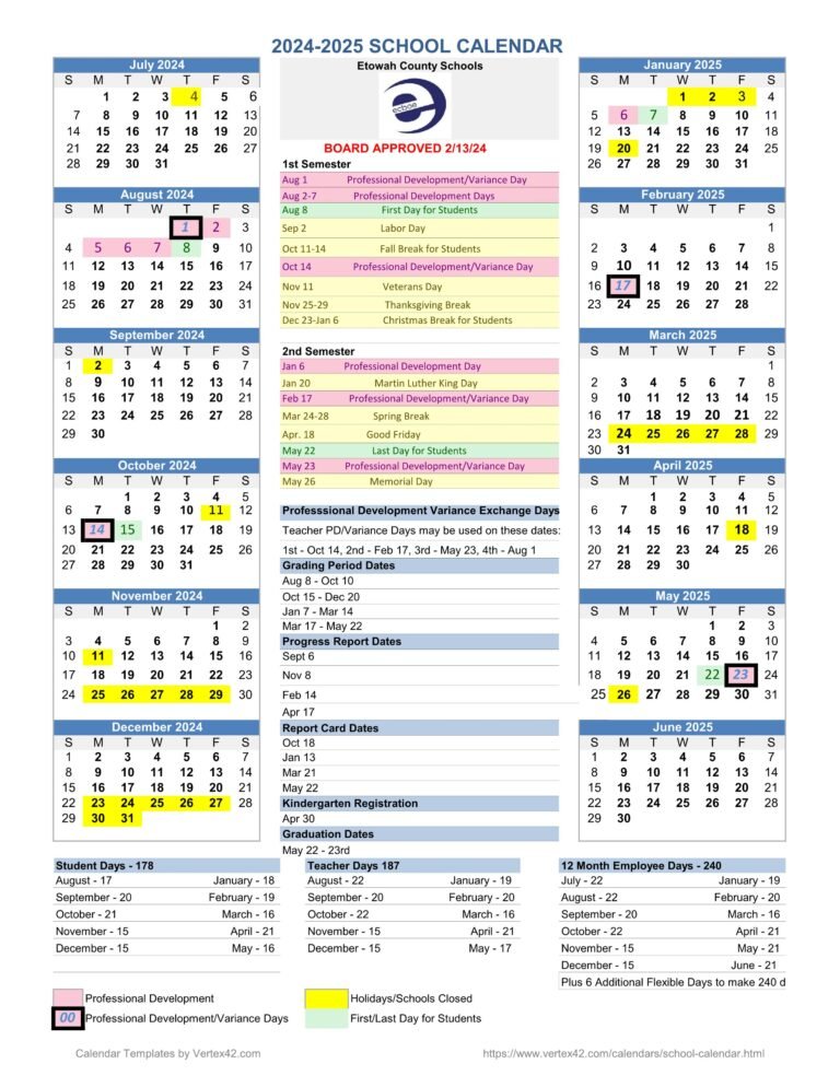 Etowah County School Calendar 24 25 REVISED PDF EduCounty Etowah County School Calendar 24 25 REVISED PDF EduCounty
