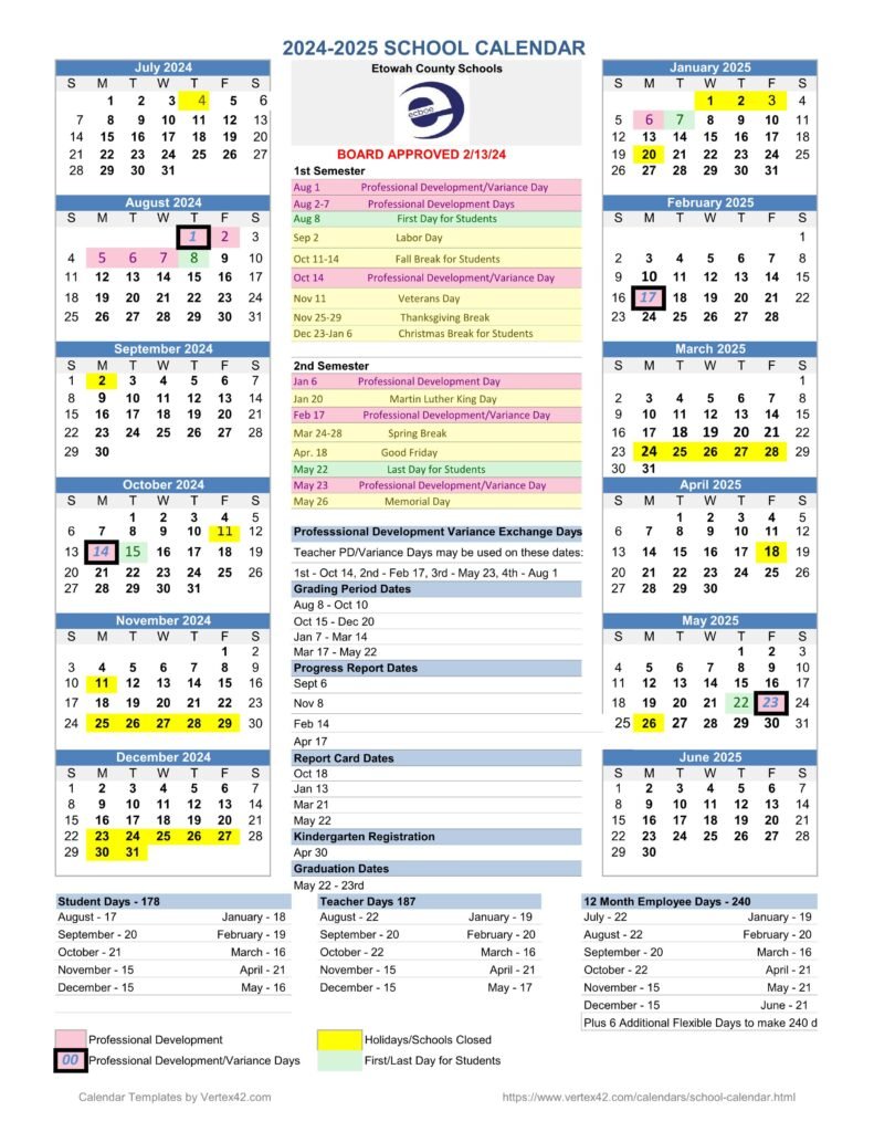 Etowah County School Calendar 24 25 REVISED PDF EduCounty Etowah County School Calendar 24 25 REVISED PDF EduCounty