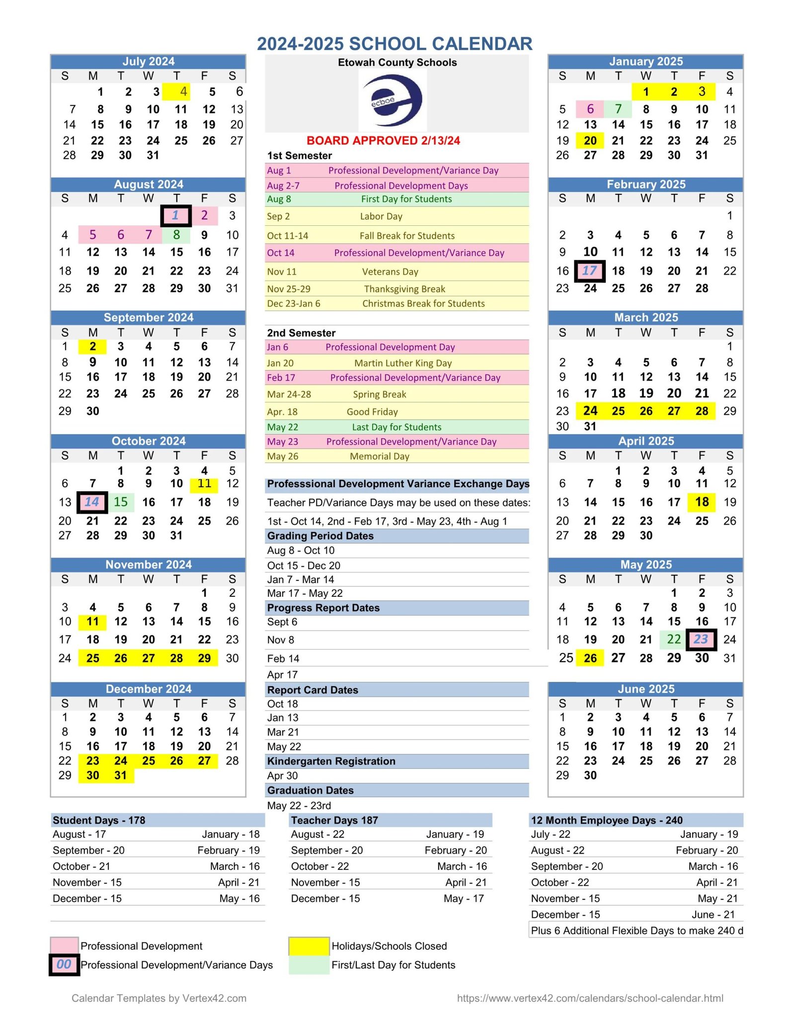 Etowah County School Calendar 24 25 REVISED PDF EduCounty Etowah County School Calendar 24 25 REVISED PDF EduCounty