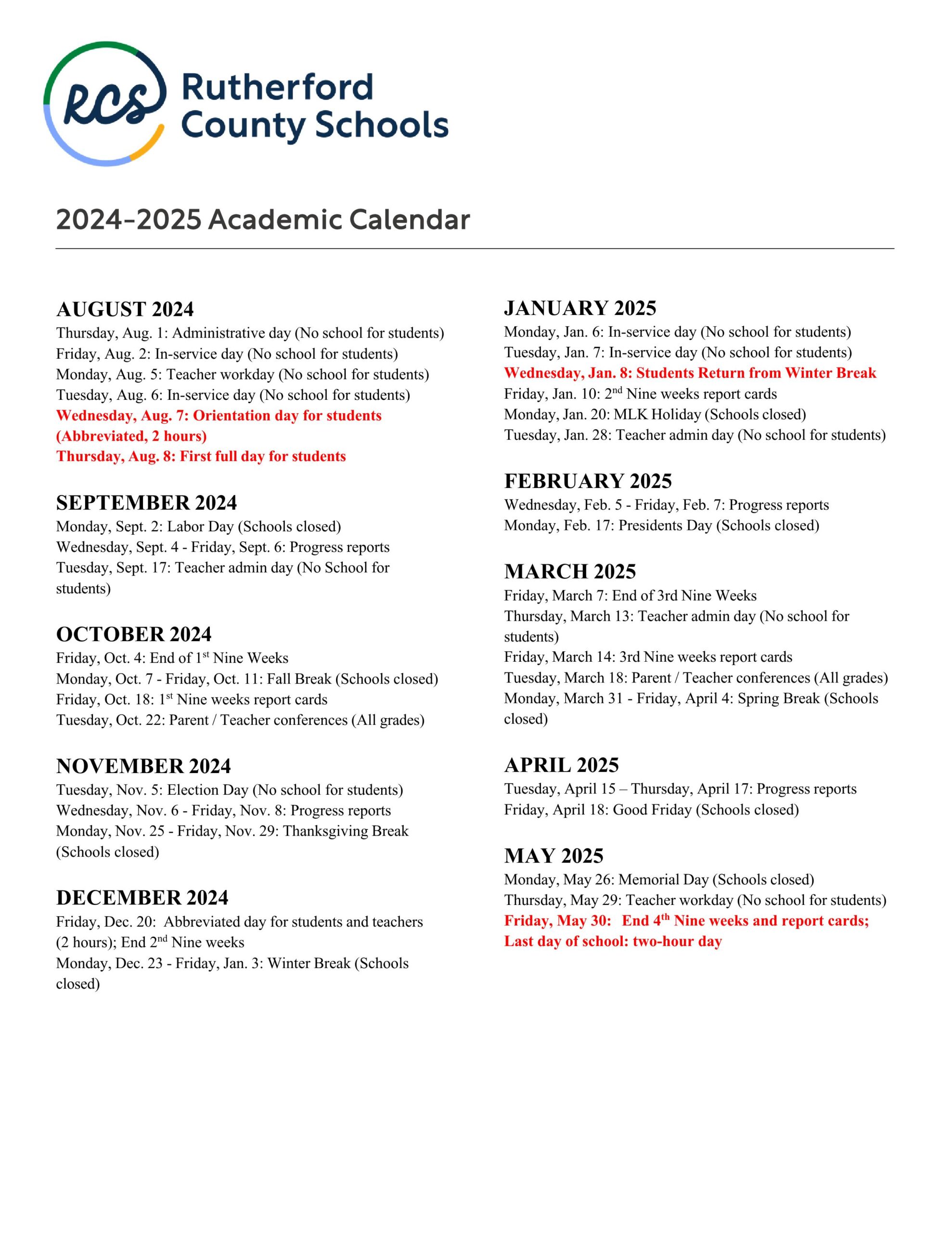 Rutherford County Tn Schools Calendar 24 25 updated EduCounty Rutherford County Tn Schools Calendar 24 25 updated EduCounty