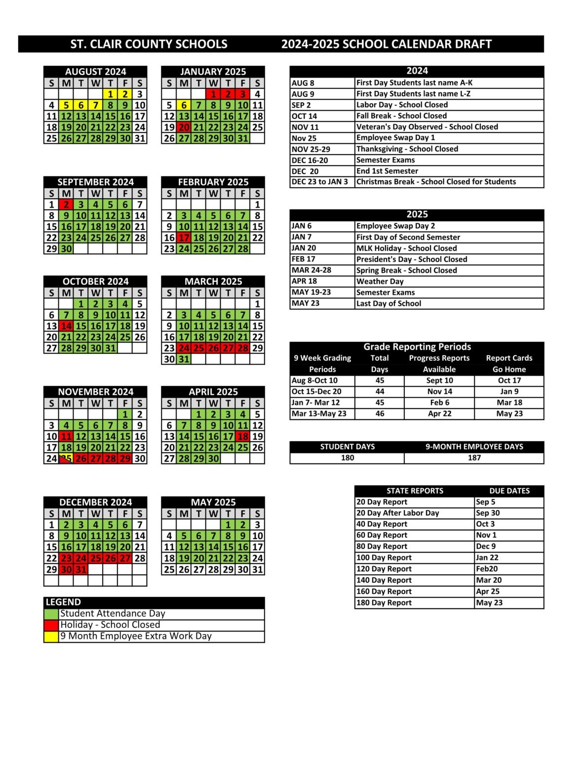 St Clair County Schools Calendar 24 25 EduCounty St Clair County Schools Calendar 24 25 EduCounty