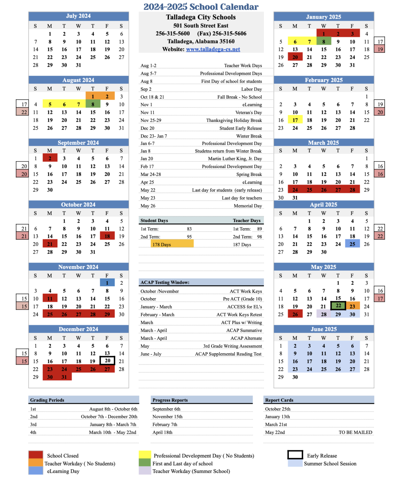 Talladega City Schools AL Calendar 24 25 EduCounty Talladega City Schools AL Calendar 24 25 EduCounty