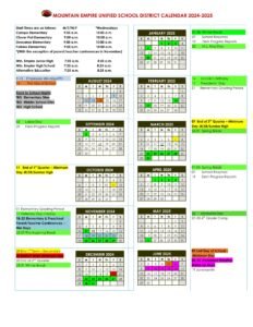 Mountain Empire Unified School District calendar 24-25