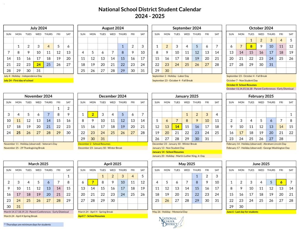 National School District school calendar 24-25