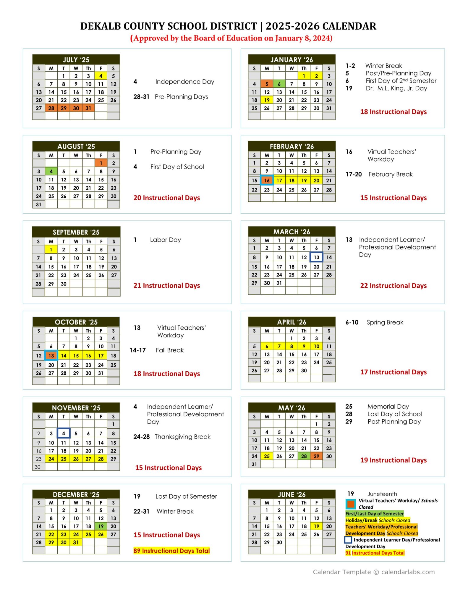 Dekalb County GA School Calendar 2526 [PDF] EduCounty