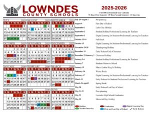 Lowndes County school calendar 25-26