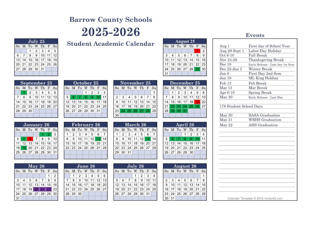 Barrow County Schools Calendar 25 26 PDF EduCounty