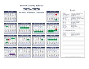 Barrow County Schools Calendar 25-26