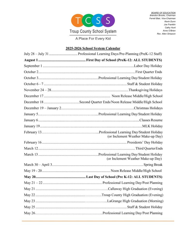 Troup County Schools Calendar 25 26 PDF EduCounty Troup County Schools Calendar 25 26 PDF EduCounty