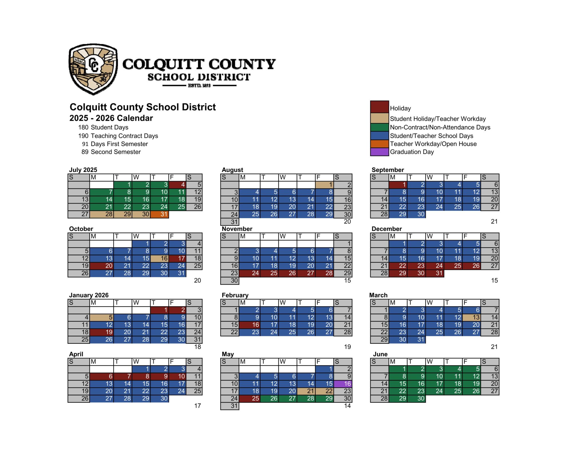 Colquitt County Schools Calendar 25 26 pdf EduCounty