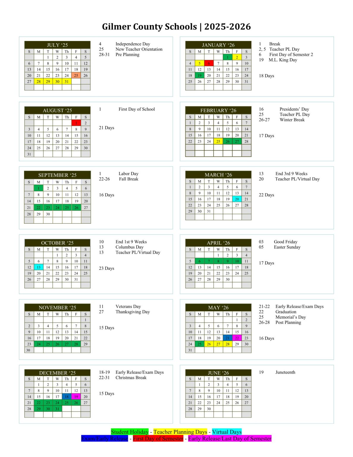 Gilmer County Schools Calendar 25 26 PDF EduCounty Gilmer County Schools Calendar 25 26 PDF EduCounty