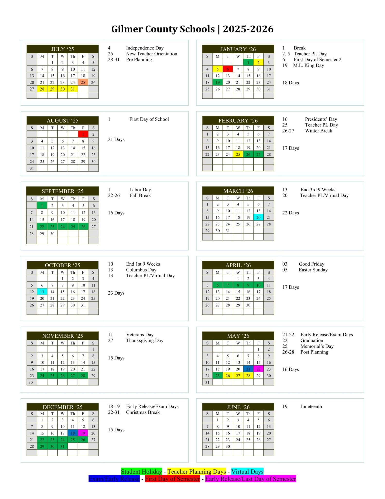 Gilmer County Schools Calendar 25 26 PDF EduCounty Gilmer County Schools Calendar 25 26 PDF EduCounty