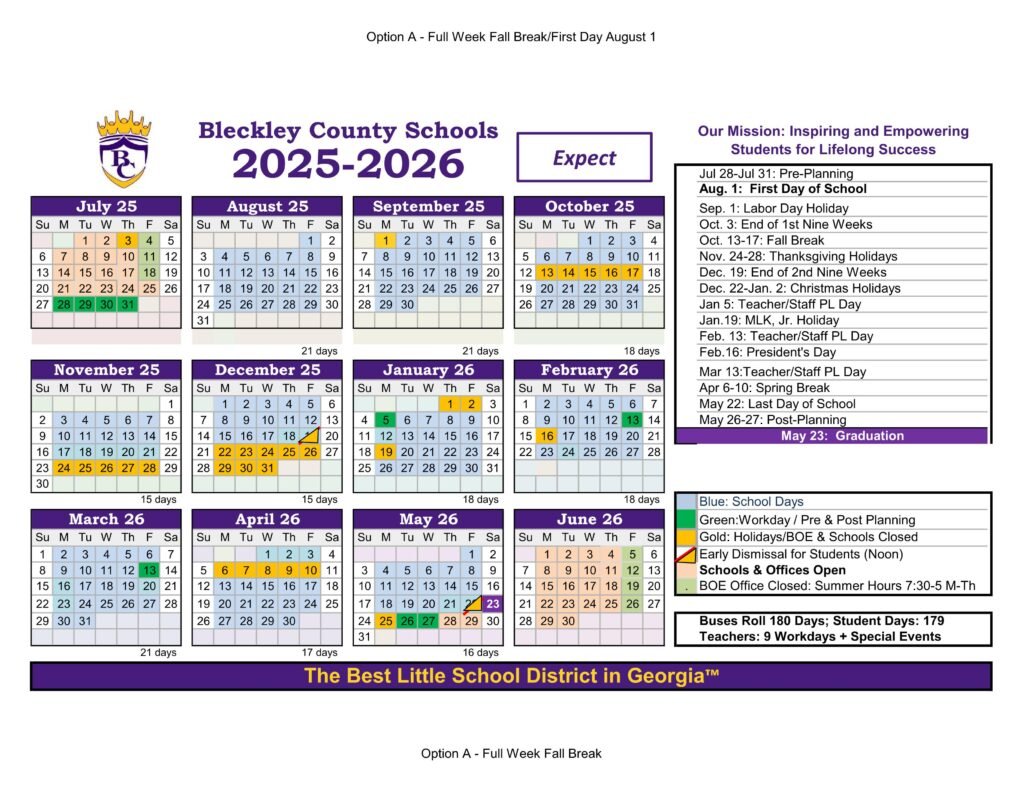 Bleckley county schools calendar 25-26