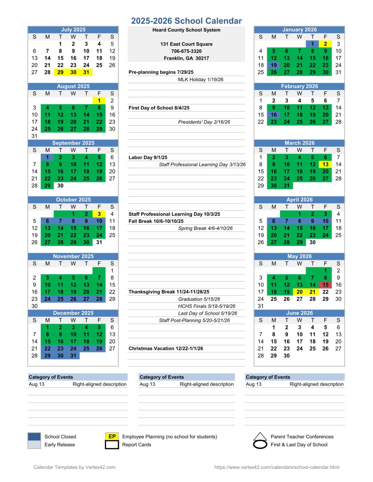 Heard County GA School Calendar 25 26 PDF EduCounty