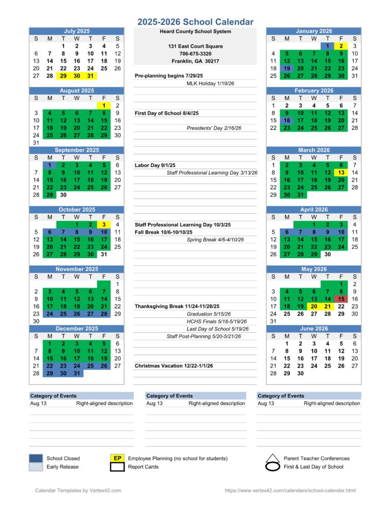 Heard County GA School Calendar 25 26 PDF EduCounty