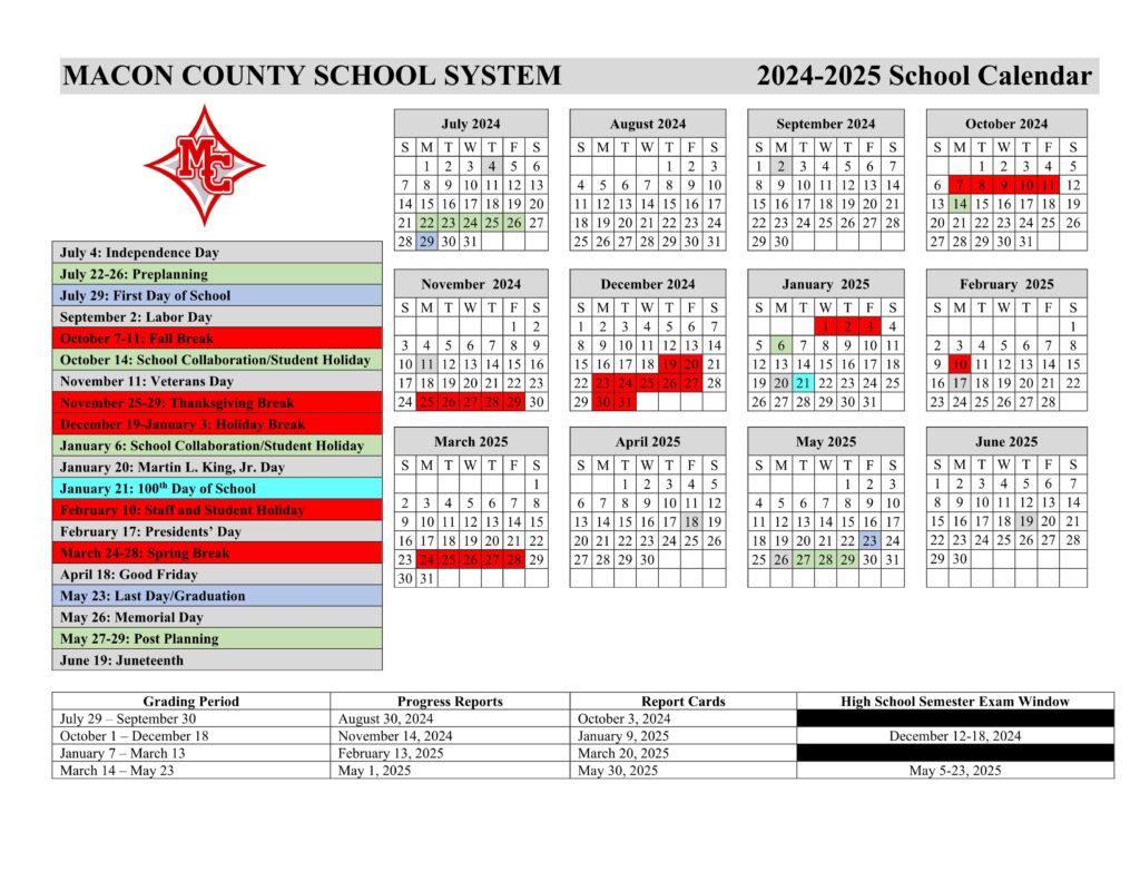Macon County School Calendar 2425 [PDF] EduCounty