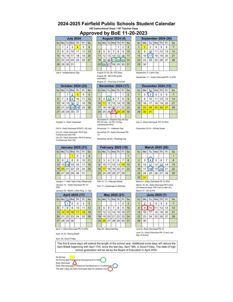 fairfield county schools calendar 24-25