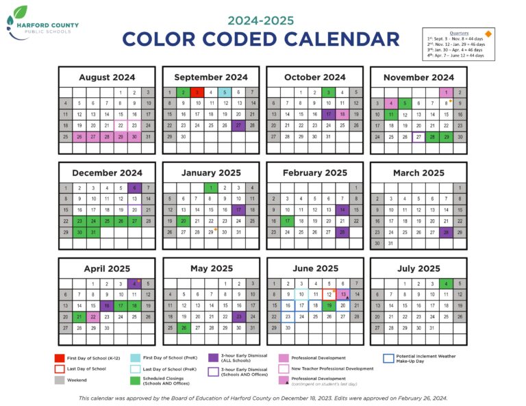 Harford County Public Schools ct Calendar 24 25 PDF EduCounty