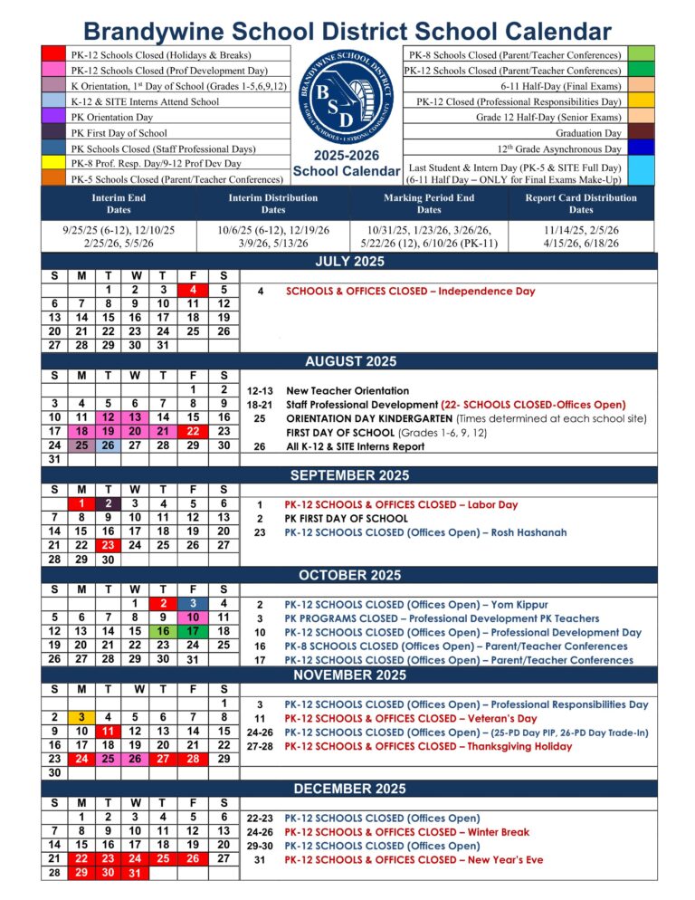 Brandywine School District Calendar 25-26 [PDF] - EduCounty