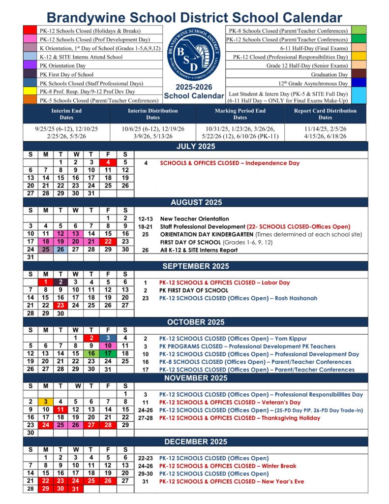 Brandywine School District Calendar 25-26 [PDF] - EduCounty