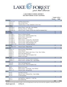 lake forest school district de calendar 24-25