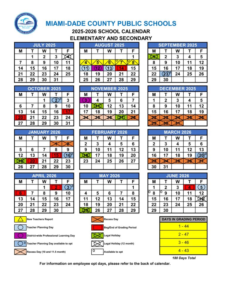 MiamiDade County Schools Calendar 2526 [PDF] EduCounty