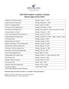 Hillsborough schools calendar fl 25-26