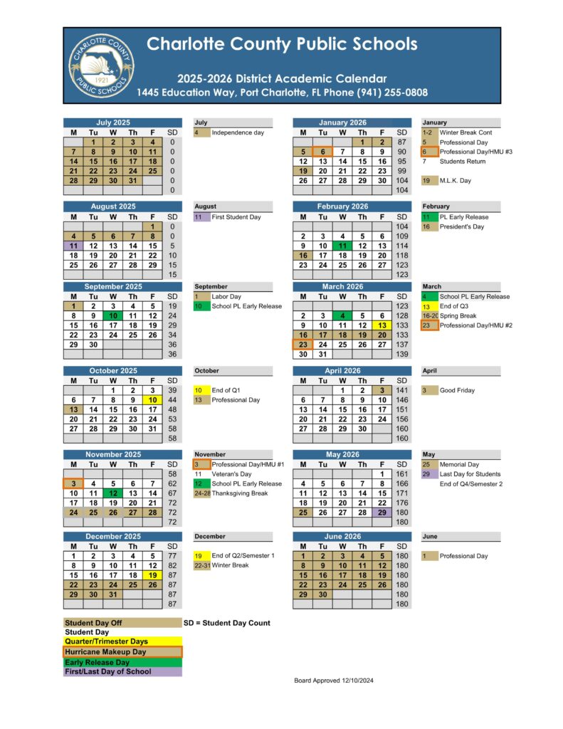 Charlotte County Schools Calendar 25 26 PDF EduCounty