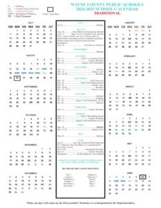 Wayne County NC Schools Calendar