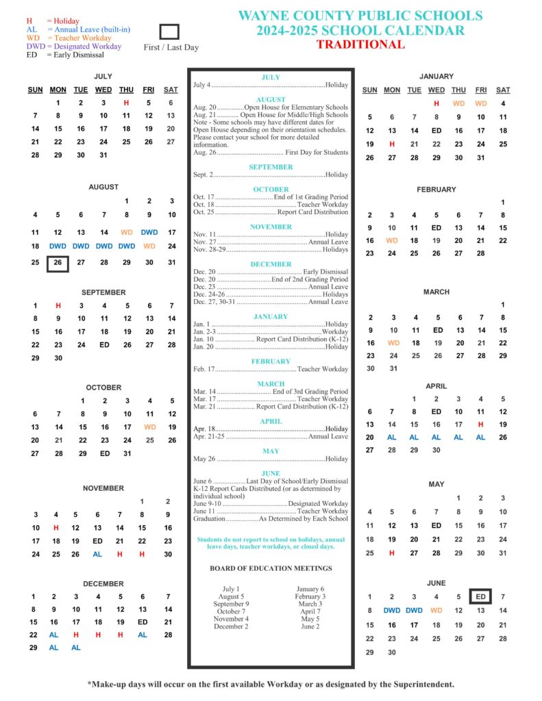 Wayne County Schools Calendar 24 25 EduCounty Wayne County Schools Calendar 24 25 EduCounty