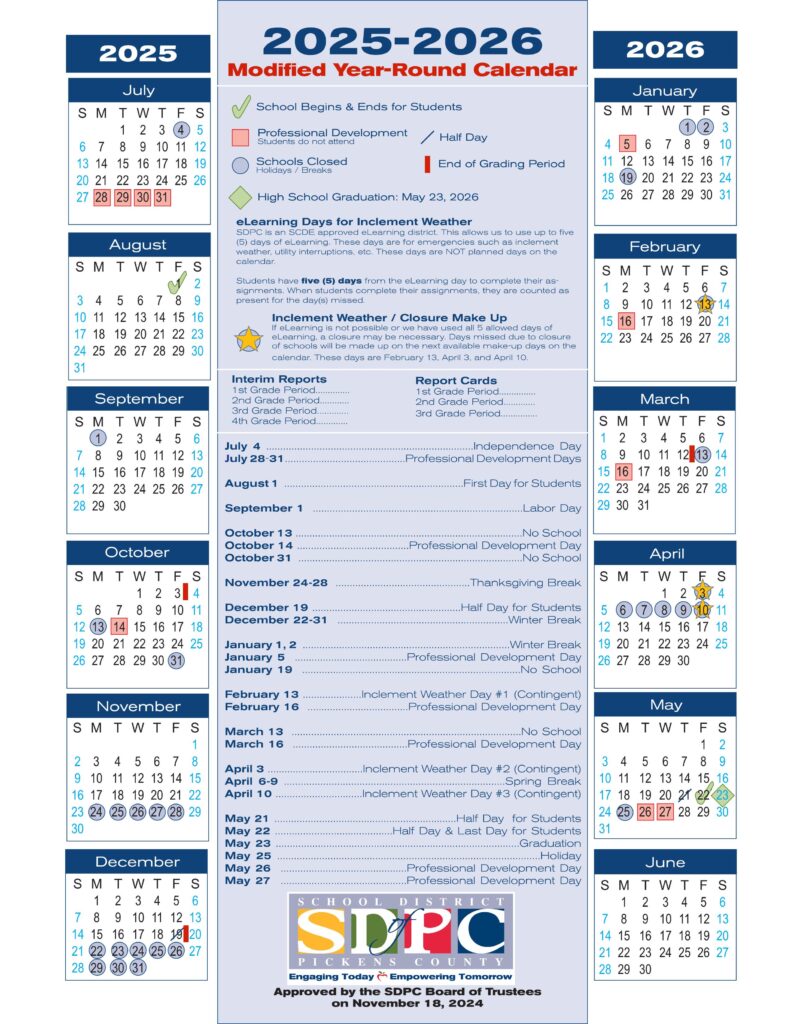 Pickens SDPC County School Calendar 2526 [PDF] EduCounty