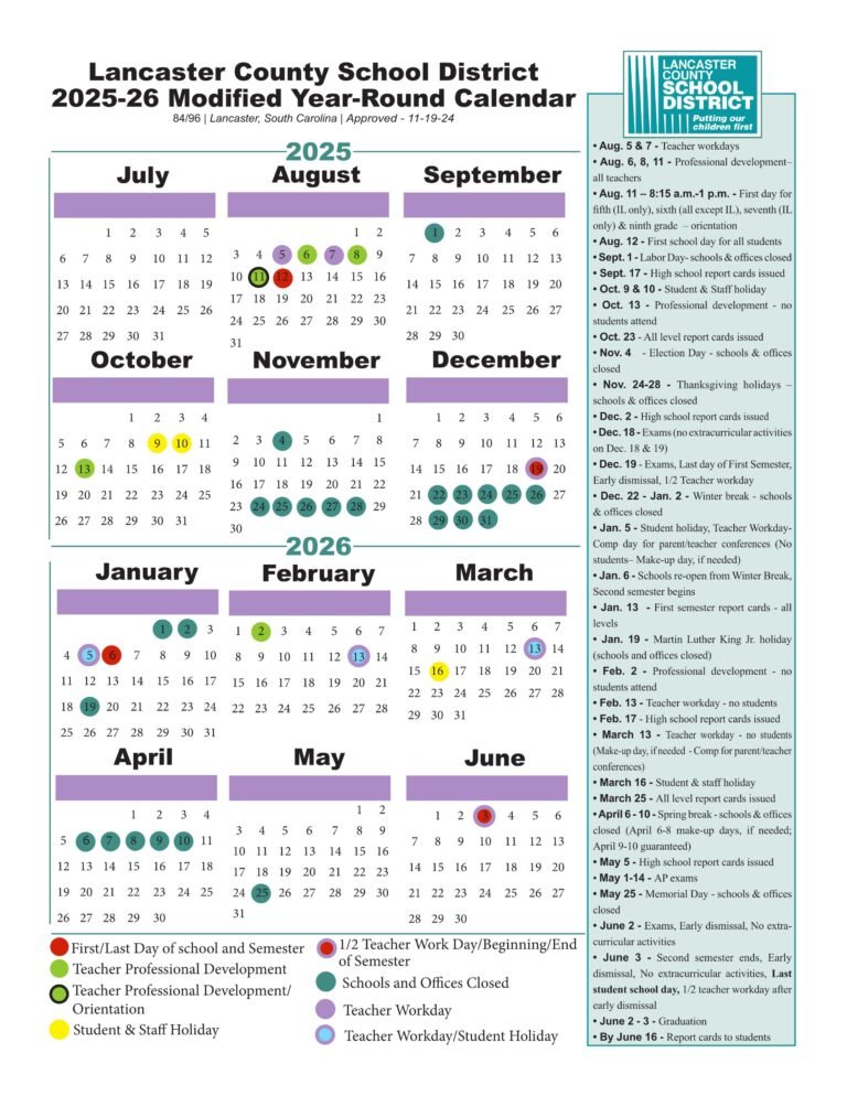 lancaster county sc school calendar