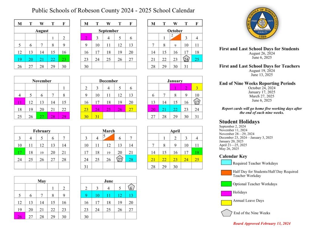 Robeson County Schools Calendar 24 25 PDF EduCounty Robeson County Schools Calendar 24 25 PDF EduCounty