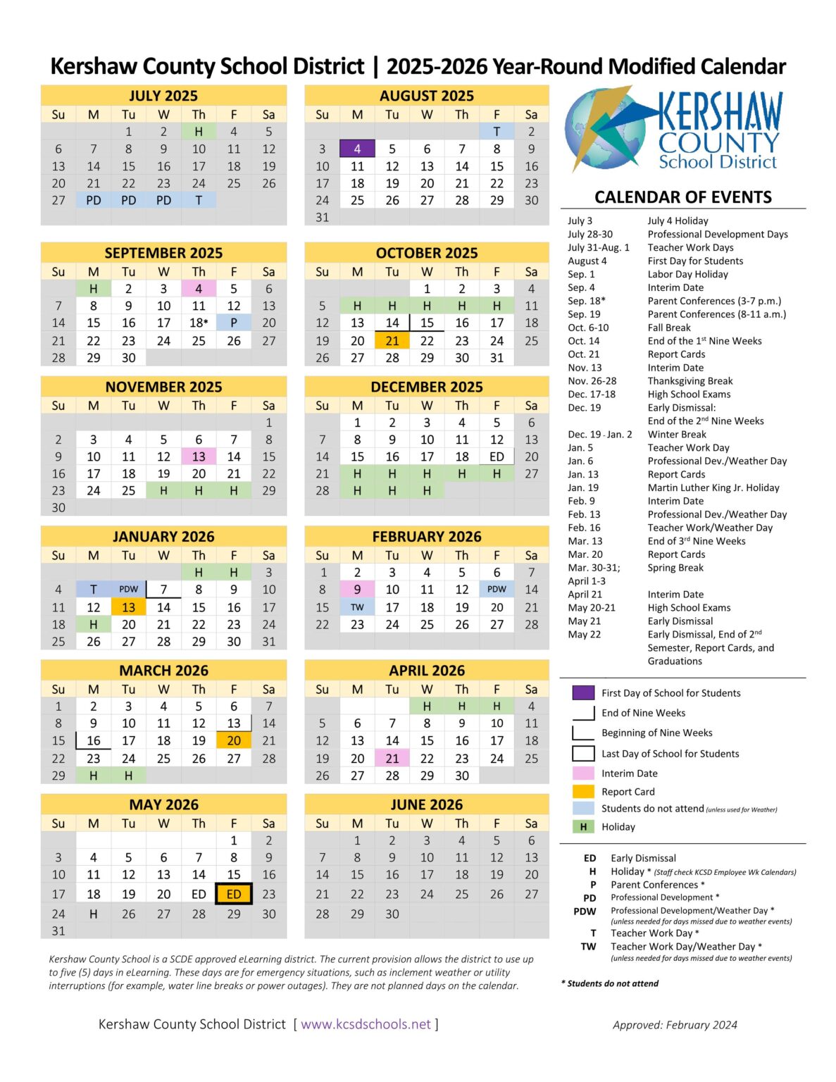Kershaw KCSD County Schools Calendar 2526 [PDF] EduCounty