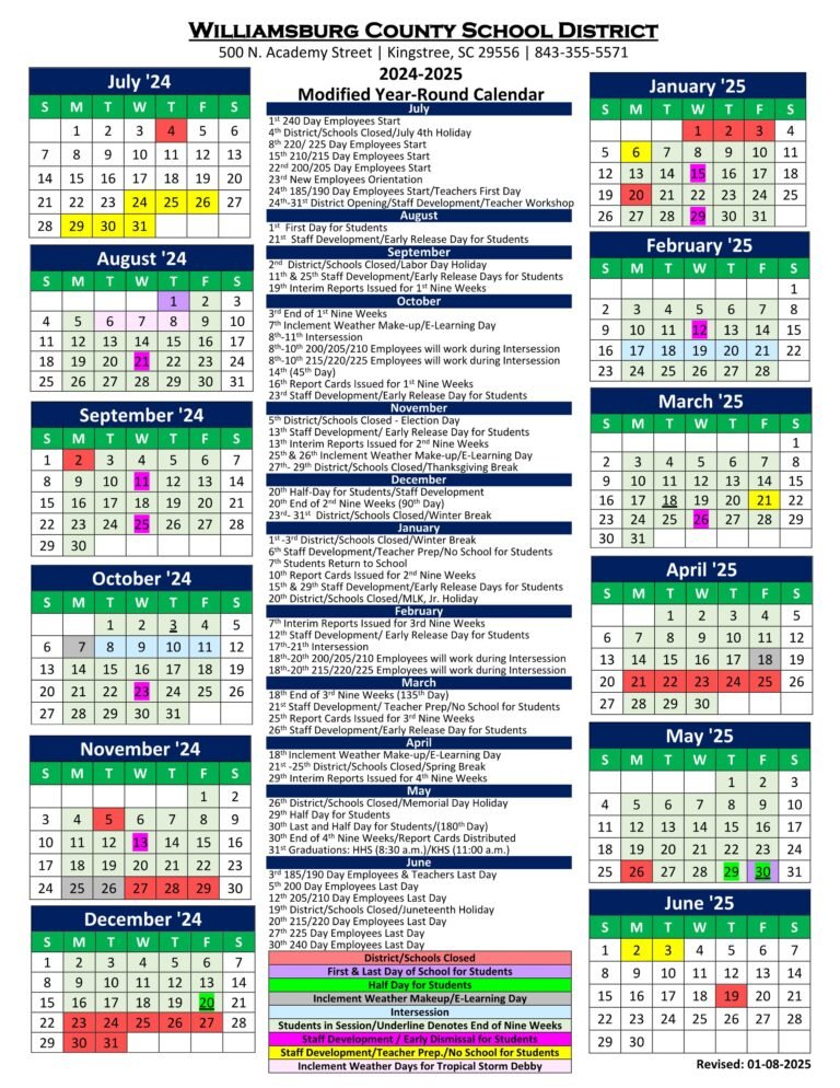 williamsburg county school calendar 24-25