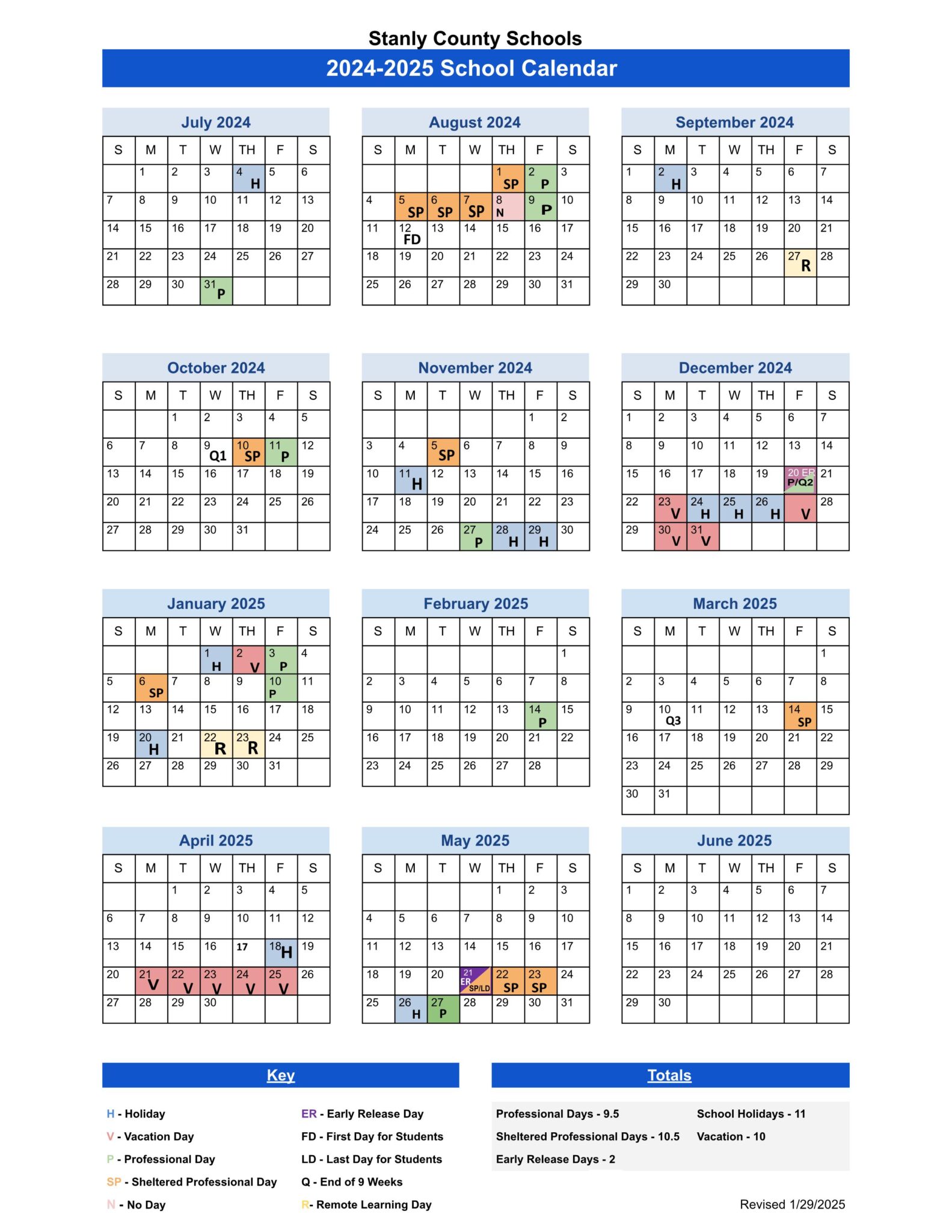 Stanly County NC Schools Calendar 24 25 PDF EduCounty
