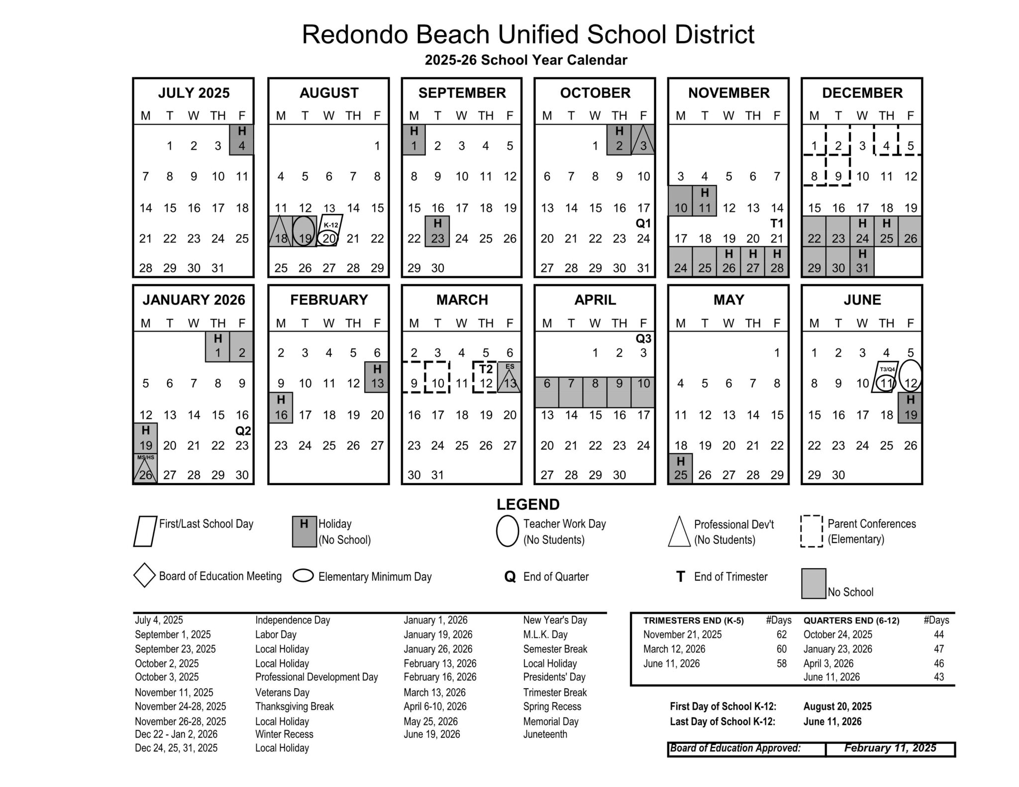Redondo Beach Unified RBUSD Calendar 2526 [PDF] EduCounty
