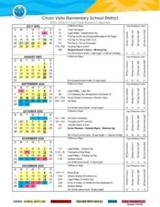 Chula Vista Elementary School District Calendar 25-26