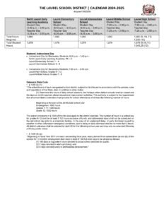 LAUREL SCHOOL DISTRICT CALENDAR 24-25
