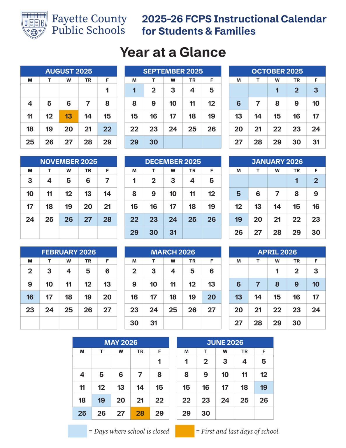 Fayette County Schools Calendar 25 26 PDF EduCounty
