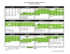 Escondido Union School District calendar 25-26