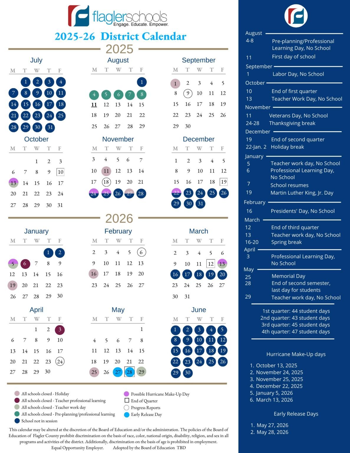 Flagler County Schools Calendar 25 26 PDF EduCounty Flagler County Schools Calendar 25 26 PDF EduCounty
