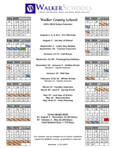 Walker County Schools Calendar